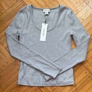 Calvin Klein Light Gray Long Sleeve Top